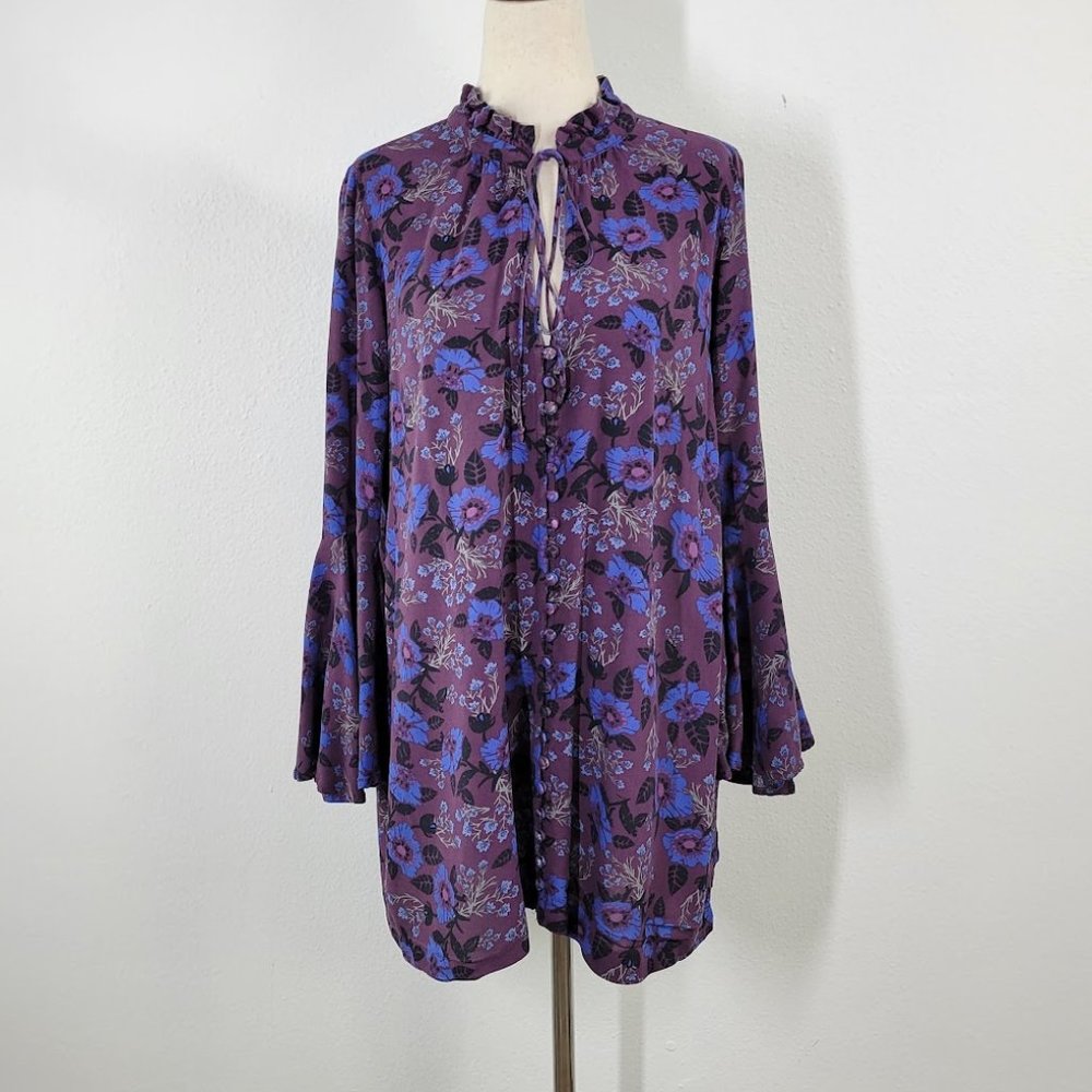 FREE PEOPLE  bohemia floral print tunic top Sz XS